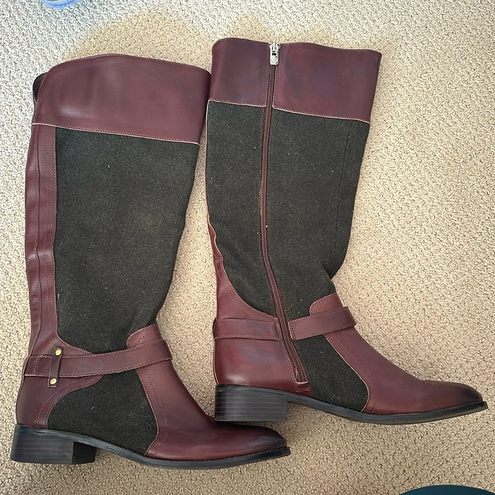 Antonio Melani Tall Shaft Equestrian Cherry Leather Riding Boots Size 8